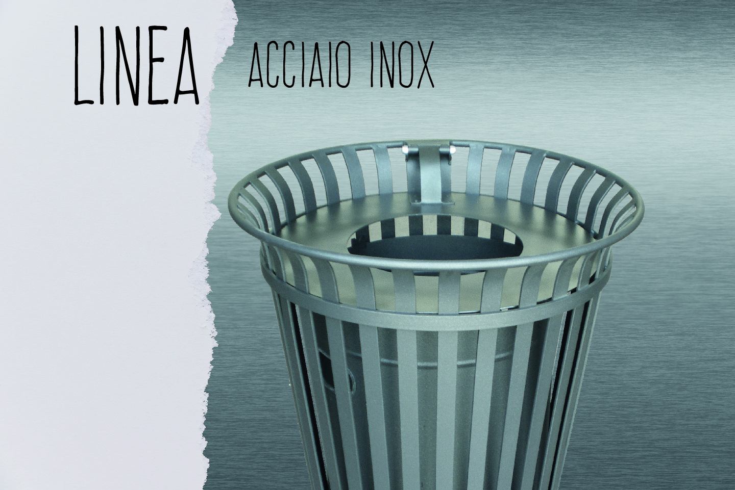 Posacenere Inox 100 con cupolino - Steel & Power - Arredo Urbano